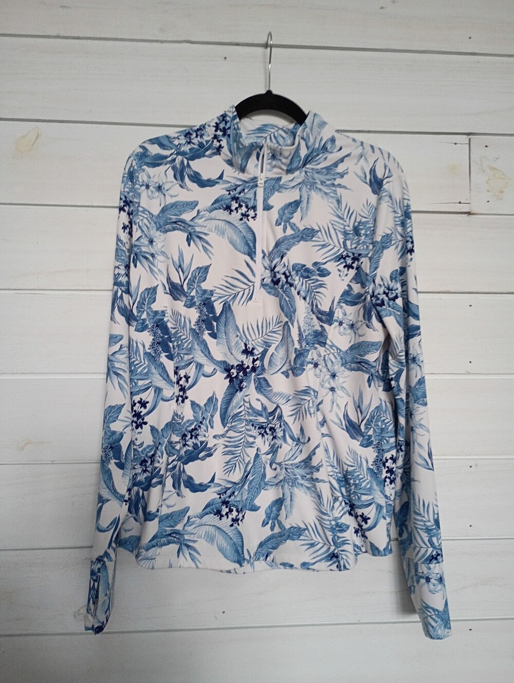 Tommy Bahama Golf Blue White Tropical Print 3/4 Jacket longsleeved floral - XL - Picture 2 of 8